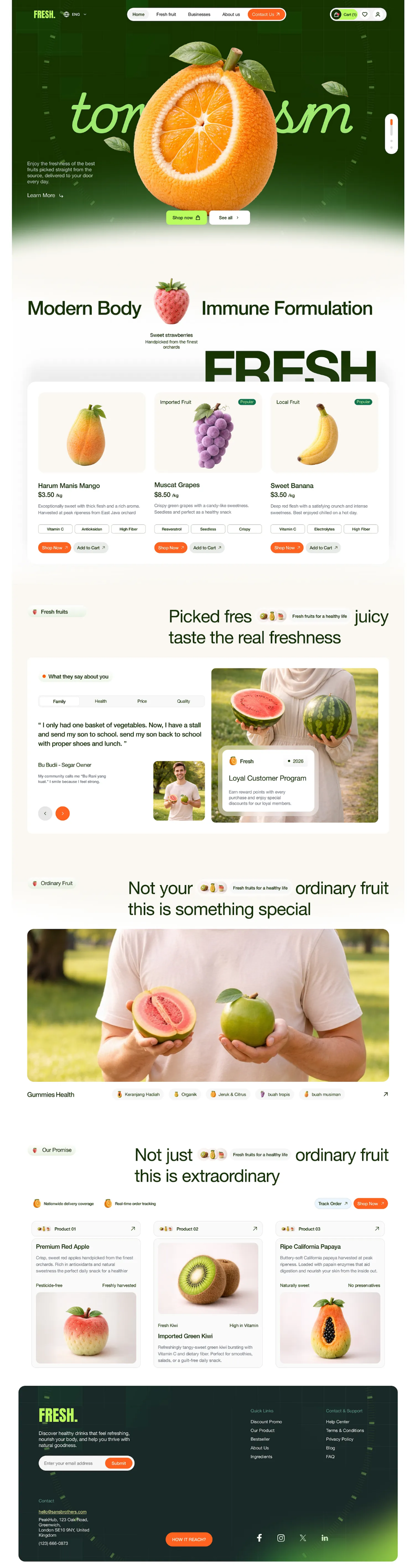 Fresh full website view